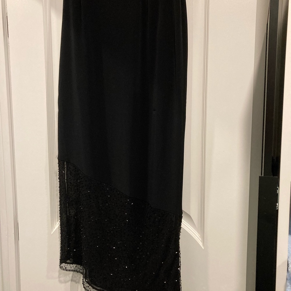 Vintage Bob Mackie Black Long Sequin Skirt size 6 asymmetrical with side slit